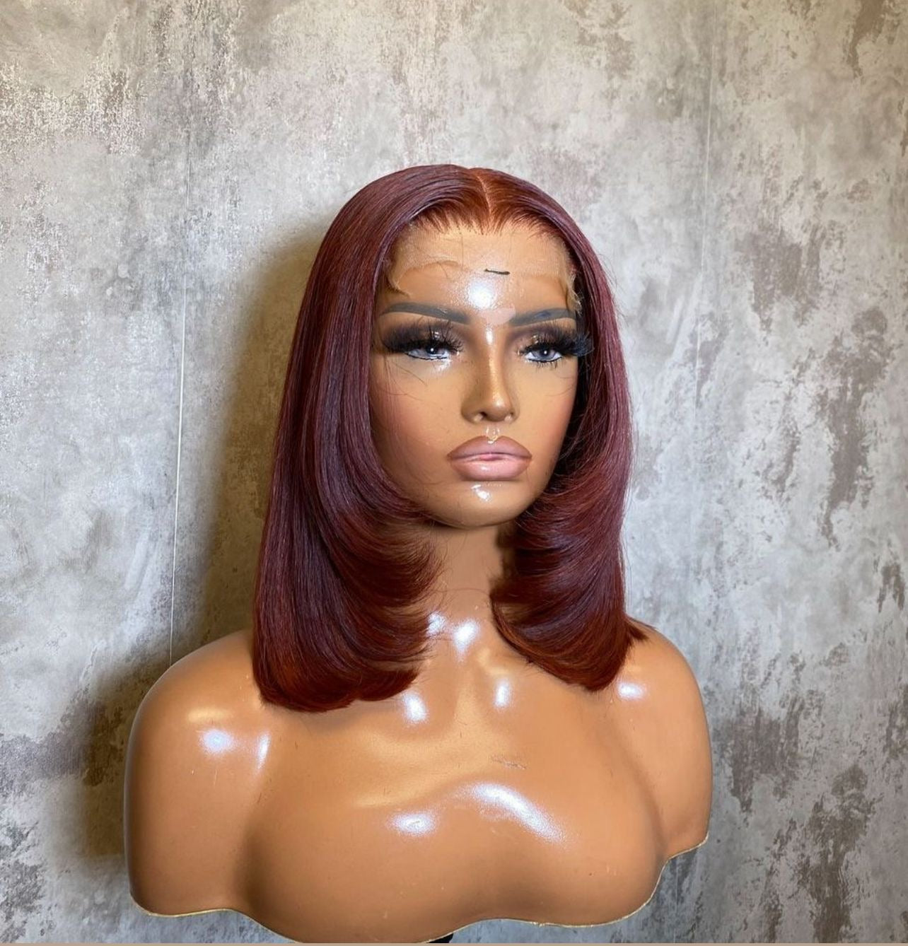 Auburn Sleek Bob Lace Front Wig – 12” Chic & Stylish