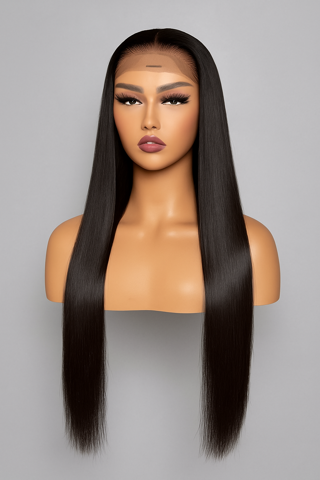 Silky Straight Lace Front Wig – 28” Natural Black Sleek Style