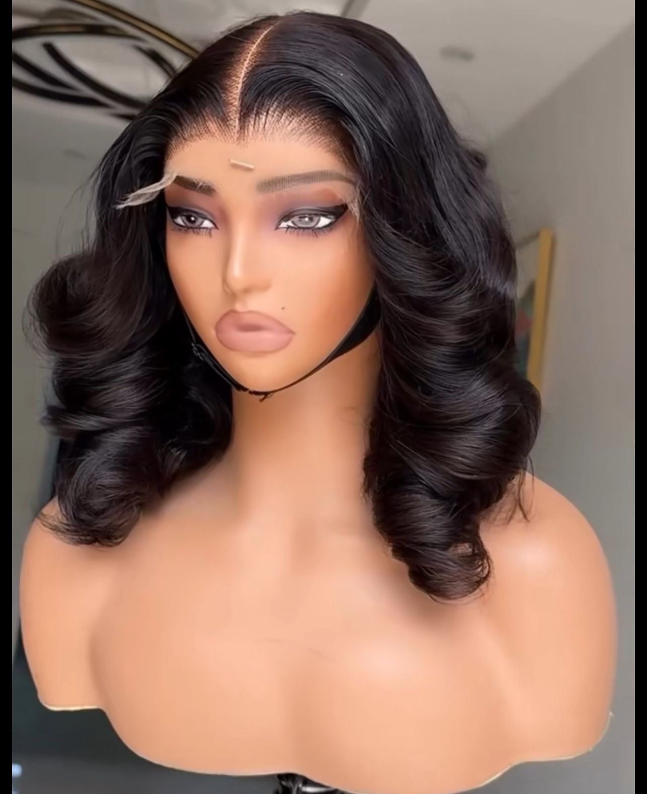 Black Glam Wave Lace Front Wig – 14” Luxury Volume & Shine