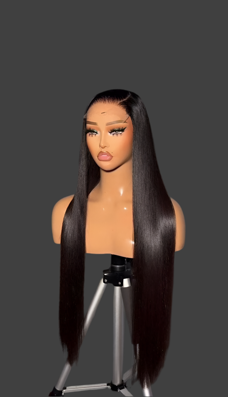 Silky Straight Lace Front Wig – 28” Natural Black Sleek Style