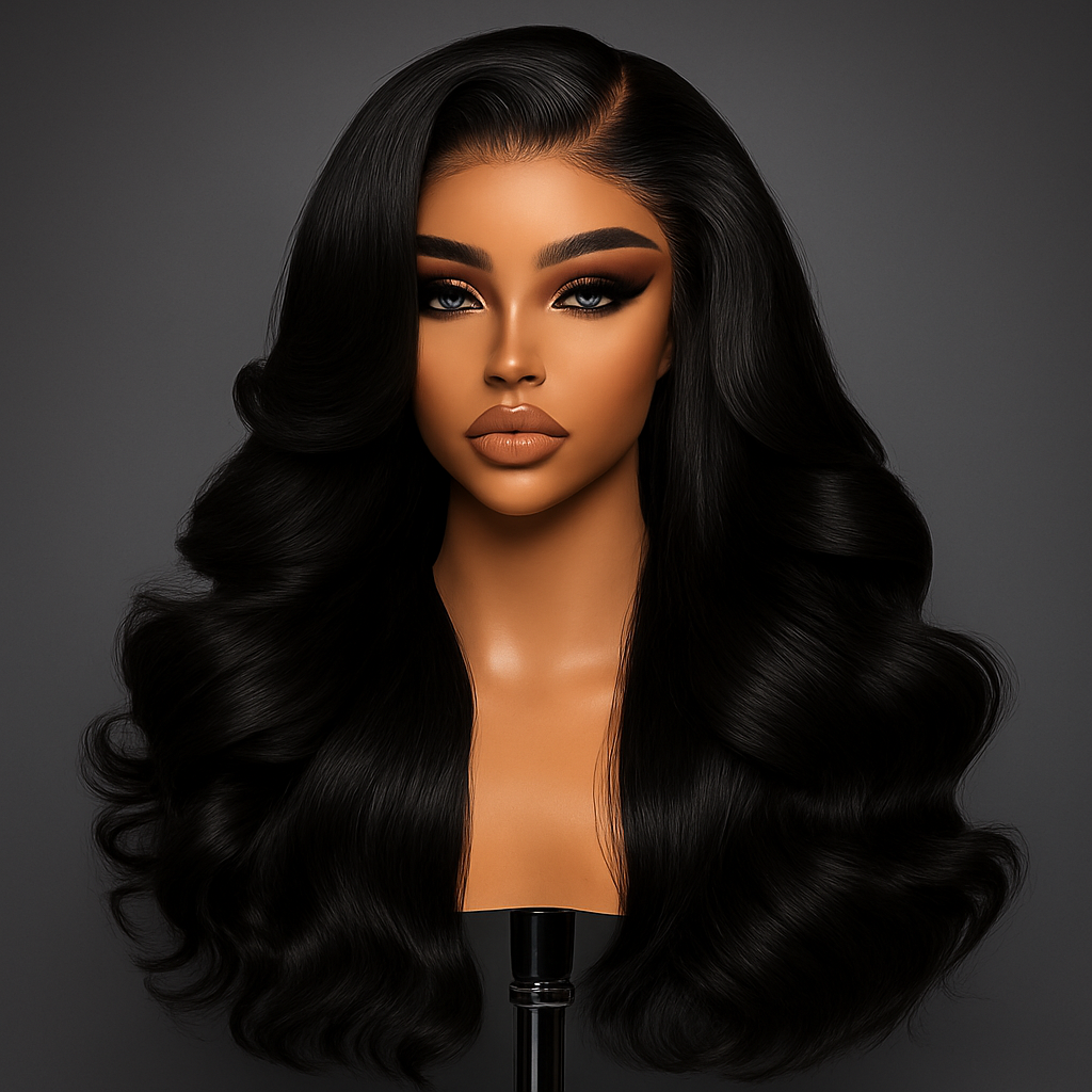 Luxury Long Loose Wave Lace Front Wig – 32” Natural Black